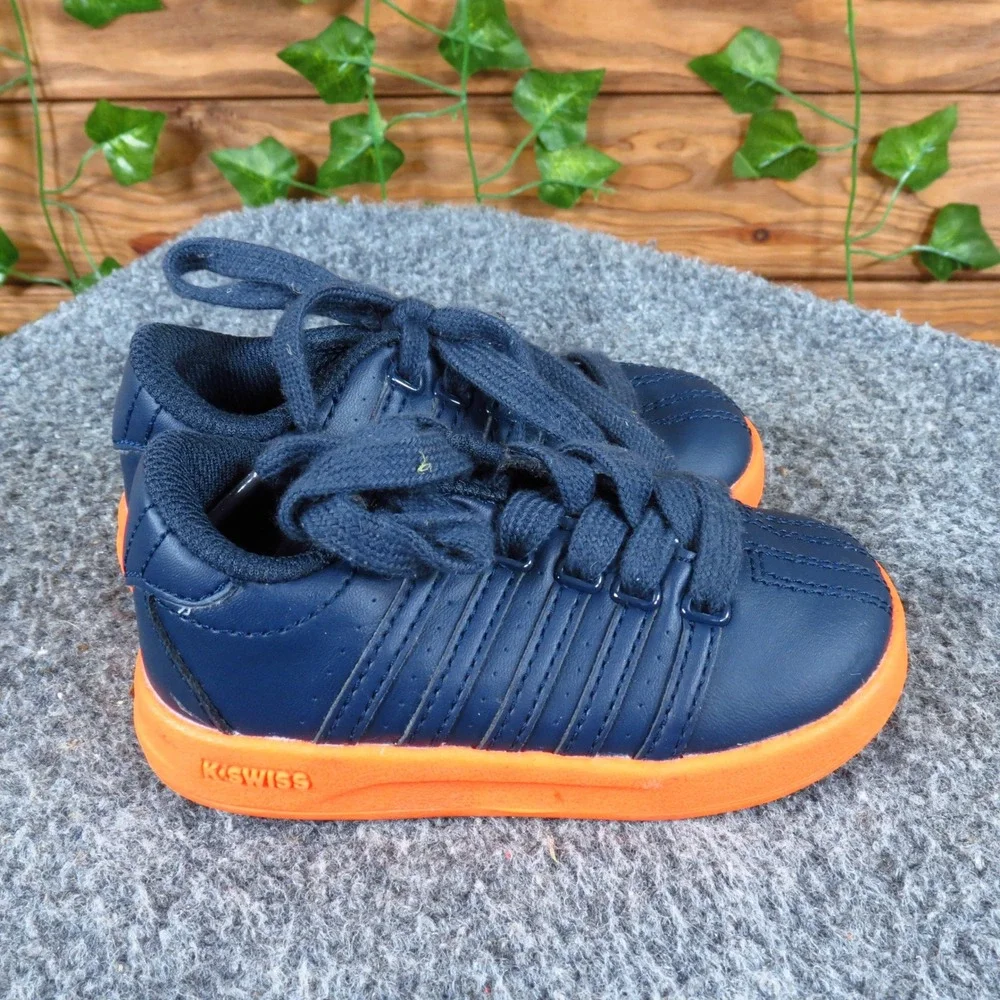 K-Swiss Classic Toddler Sneaker Size 5C‎ Casual Navy Blue Orange Synthetic